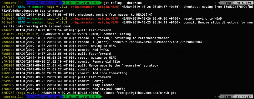 git reflog with date/time
